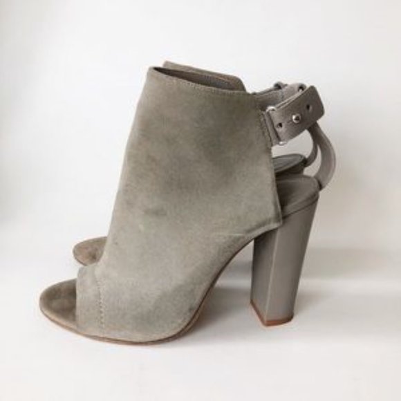 Vince Addison Peep Toe Bootie Woodsmoke Taupe 7 - Picture 2 of 8